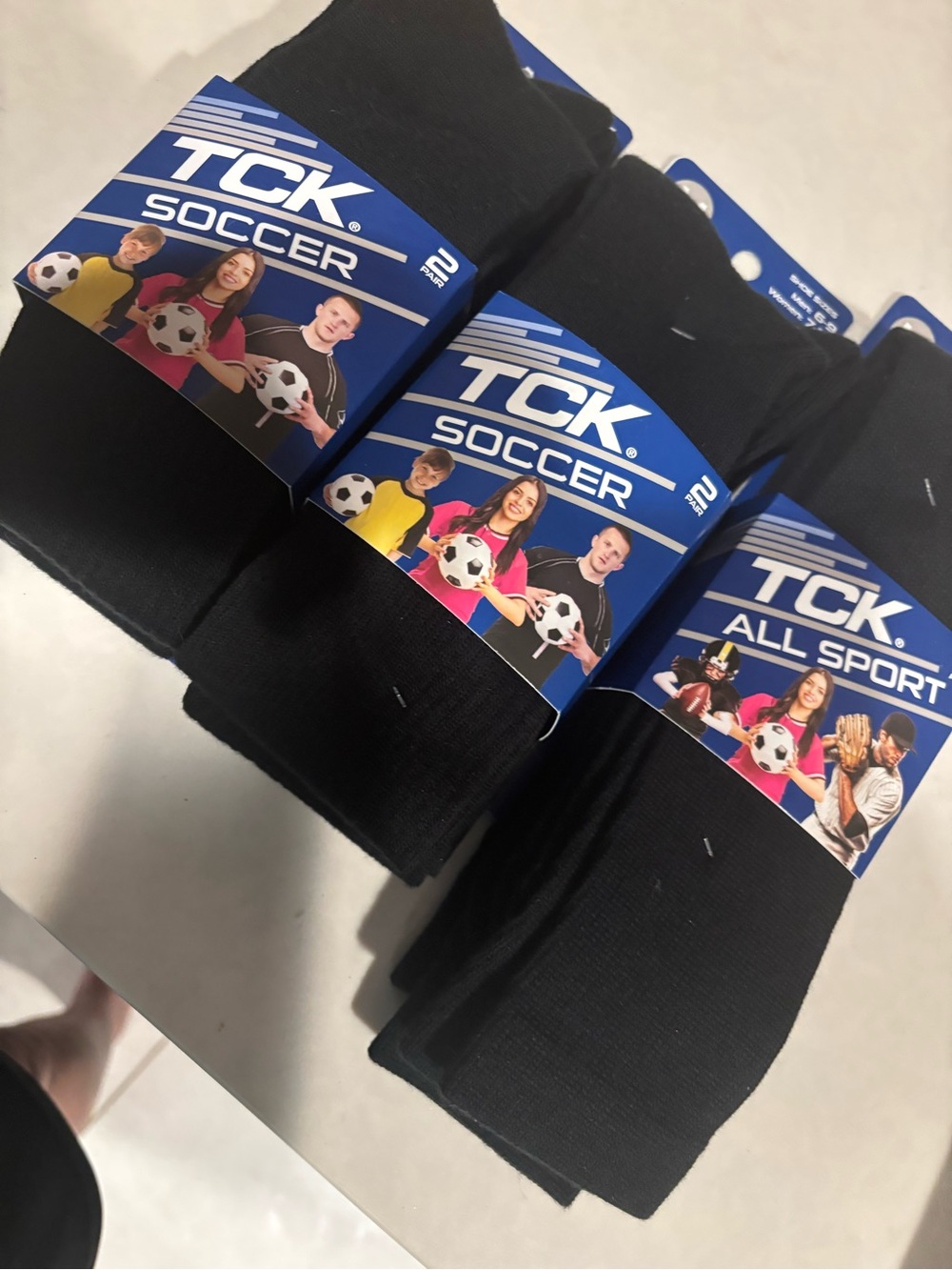 3 Pack TCK Black Athletic Soccer Sports Long Crew Socks Men shoe 6 - 9